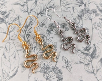Snake earrings, small earrings, serpent earrings, serpent jewelry, snake pet owner, snake inspired gifts, reptile lovers, snake jewellery,
