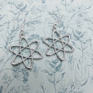 Atom earrings, science jewellery, science lover gifts, scientists gifts, chemistry jewelry, geek Jewellery, molecular jewellery, geek gifts,