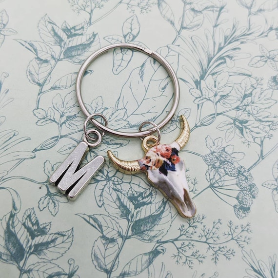 Bull skull keychain sale