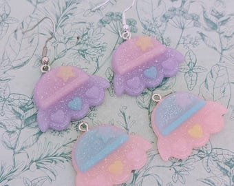 Glittery alien spaceship earrings, alien spaceship jewellery, UFO lover gifts, alien believer gifts, space geek gifts, alien themed gifts,