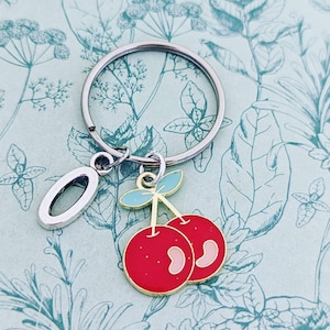 Red cherry keychain, cherry lover gifts, cherry fan, gifts for vegans, fruit keychain, fruit lover gifts, foodie gifts, rockabilly keychain,