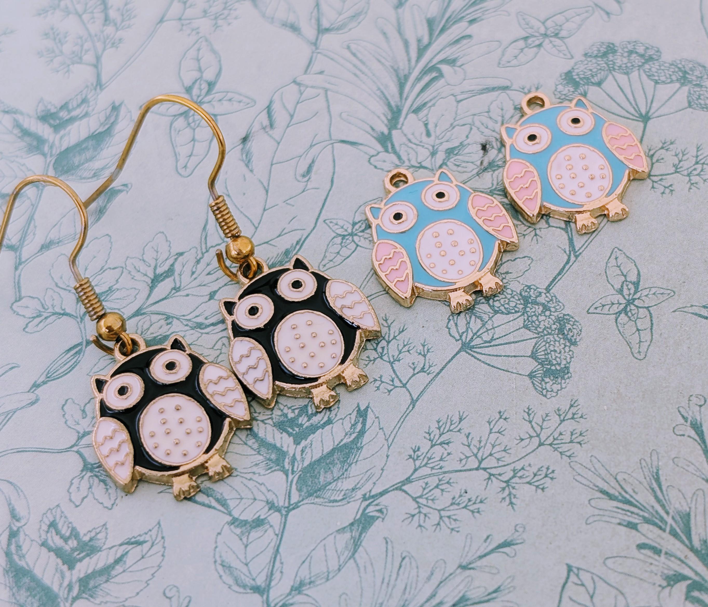 Colourful owl earrings, owl lover gifts, owl charm, owl owner gifts, bird watcher gifts, barn owl, o