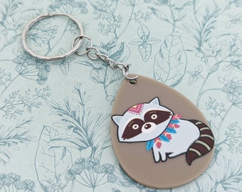 Raccoon keychain, raccoon Keyring, gifts for raccoon lovers, raccoon inspired gifts, raccoon themed gifts, animal lovers, animal inspired