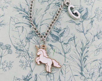 Eenhoornketting, cadeaus voor eenhoornliefhebber, eenhoornsieraden, kinderketting, kindersieraden, meisjescadeaus, initiaalketting, cadeaus voor kinderen,