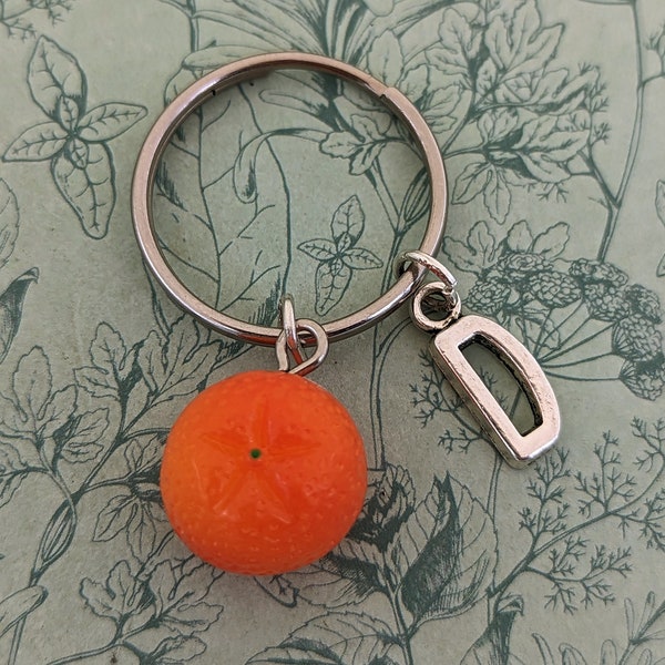 Orange keychain, orange keyring, orange accessories, fruit keychain, fruit accessories, fruit lover gifts, foodie gifts, food lover gifts