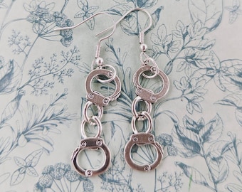 Handcuff earrings, hen party gift ideas, hen party inspired, policewoman earrings, novelty earrings, handcuff jewellery, handcuff gift,
