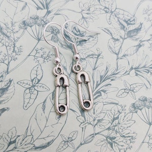 Safety pin earrings, emo earrings, alternative gifts, punk earrings, sister gifts, novelty jewelry, kitsch earrings, gothic earrings, image 1