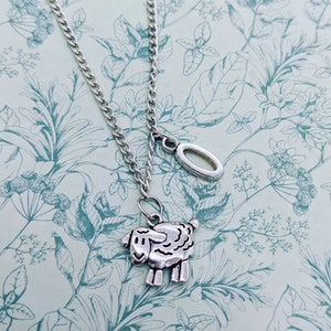 Sheep necklace, sheep jewelry, sheep lover gifts, charm necklace, gifts for her, sister gifts, bff gifts, animal necklace, initial necklace
