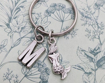 Mermaid keyring, mermaid keychain, nautical keyring, nautical gifts, Mermaid accessories, initial keyring, mermaid gift, personalised gifts,
