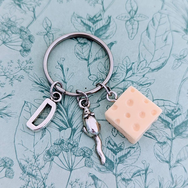 Mouse keychain, cheese lover gifts, cheese keyring, mouse lover gifts, cheese inspired gifts, foodie gifts, foodie keychain, novelty gifts