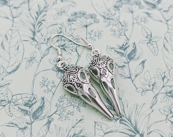 Vogel Schädel Ohrringe, Goth Ohrringe, Gothic Schmuck, Gothik Geschenke, Vogel Schädel Schmuck, Wichteln, Charm Ohrringe, Emo Geschenke,
