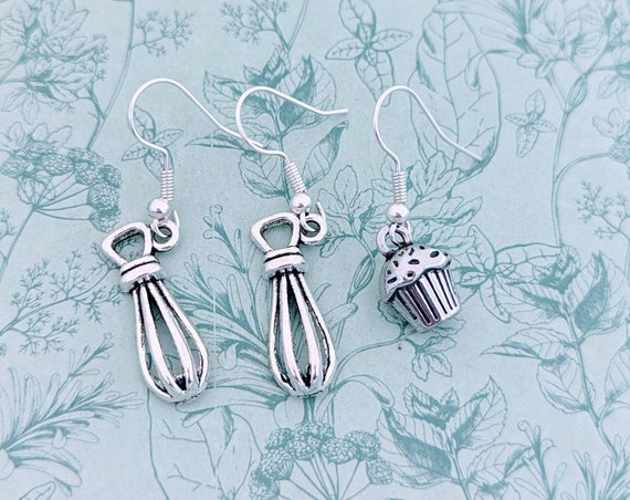 Boucles D'oreilles Originales En Forme De Fouet De Cuisinier - Argenté - Neuf Avec étiquettes