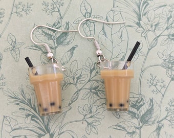 Bubble tea earrings, bubble tea jewelry, tea lover gifts, novelty earrings, novelty jewellery, barista earrings, gifts for a barista,