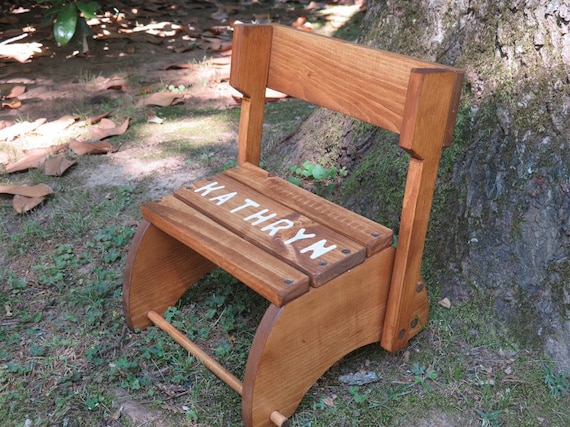 Personalized Stained Step Stool That Folds Into a Chair Etsy