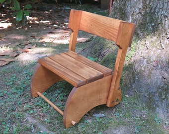 Stained Step Stool That Folds into a Chair