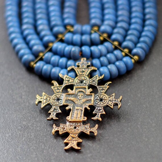 Woman cross necklace cross pendant necklace collar beaded Etsy