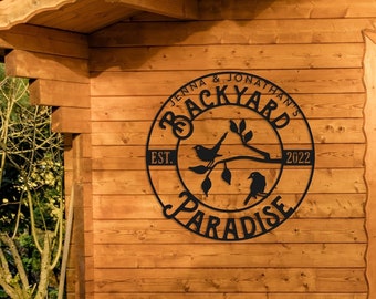 Custom Metal Sign: Backyard Paradise