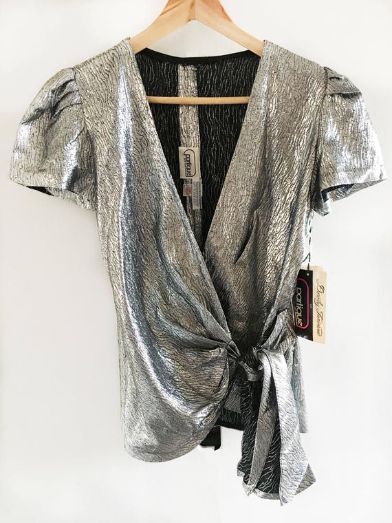Deadstock 70's Silver Wrap Shirt Medium