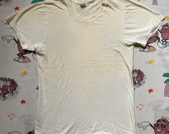 Vintage 70’s JC Penny Blank White Cotton T shirt, size Small Well Worn Undershirt