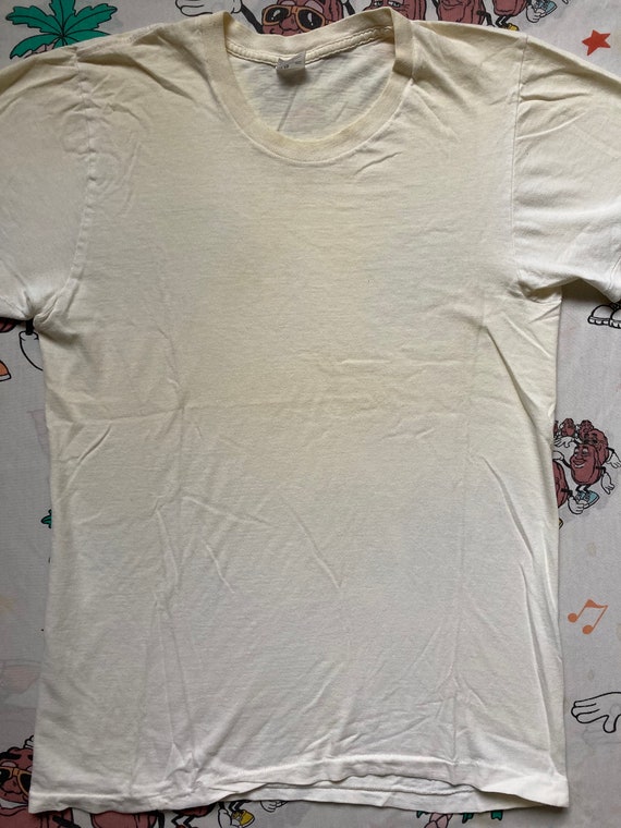 Vintage 70’s JC Penny Blank White Cotton T shirt,… - image 2