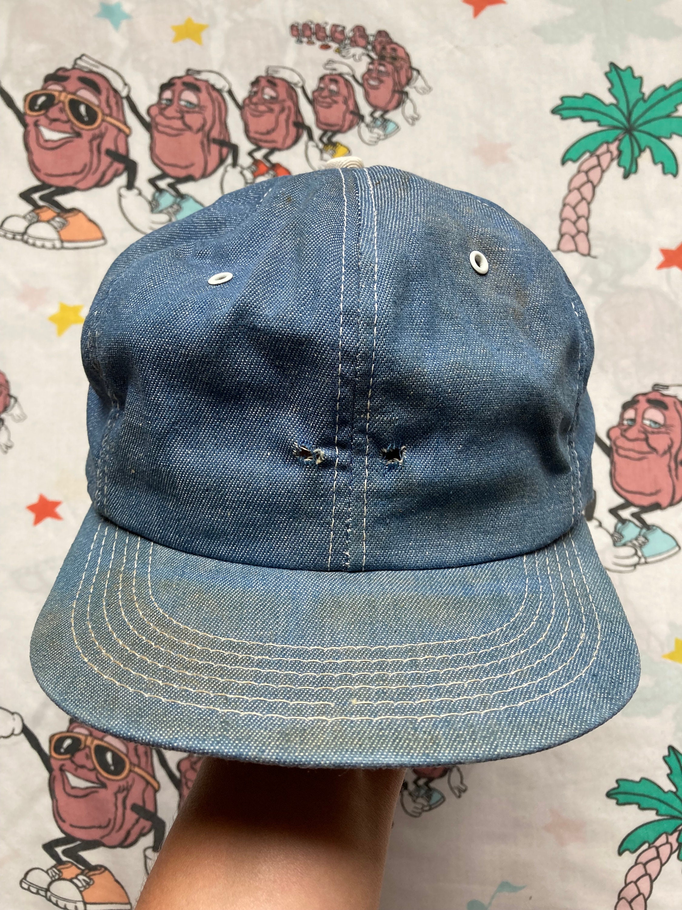 Vintage 70s / 80s Cat Diesel Power Denim Snapback Hat / -  in