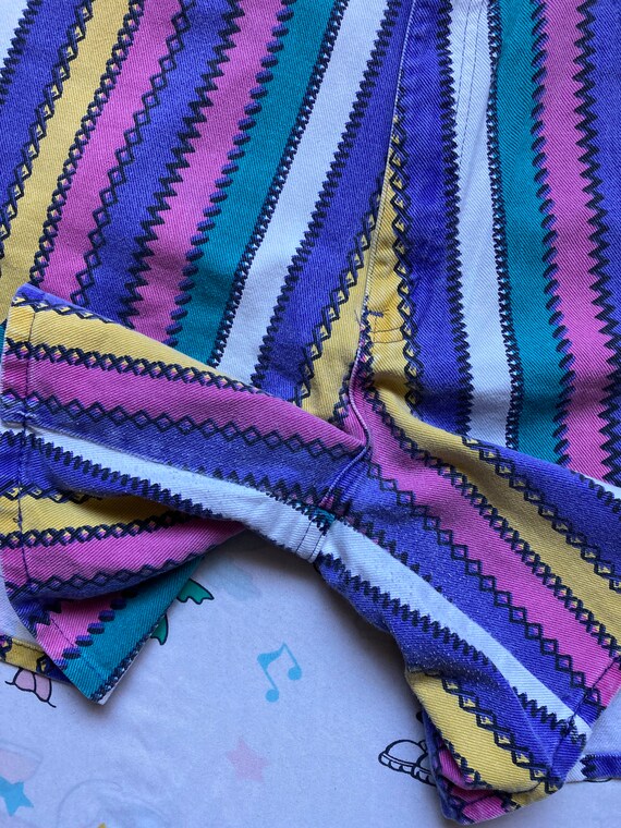 Vintage 80’s Northwest Blue Colorful Striped Jean… - image 2