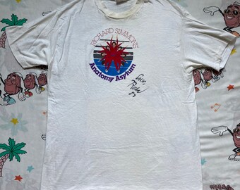 Vintage 80’s Autographed Richard Simmons Anatomy Asylum T shirt, size M/L 1983 Autographed