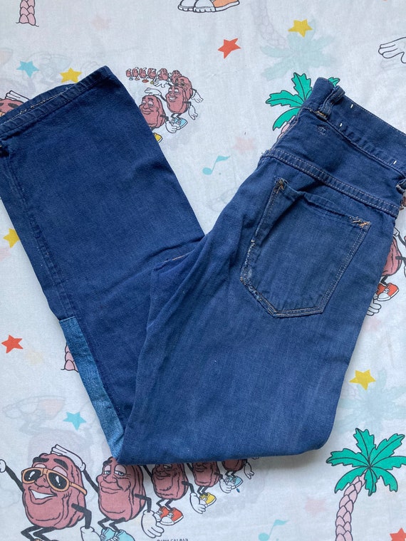 Vintage 50’s Unbranded Patched Jeans, 24x25 Youth… - image 1