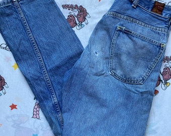 Vintage 70’s Big Smith Buckaroo Sanforized Jeans, 30x30 Talon 42 Well Worn