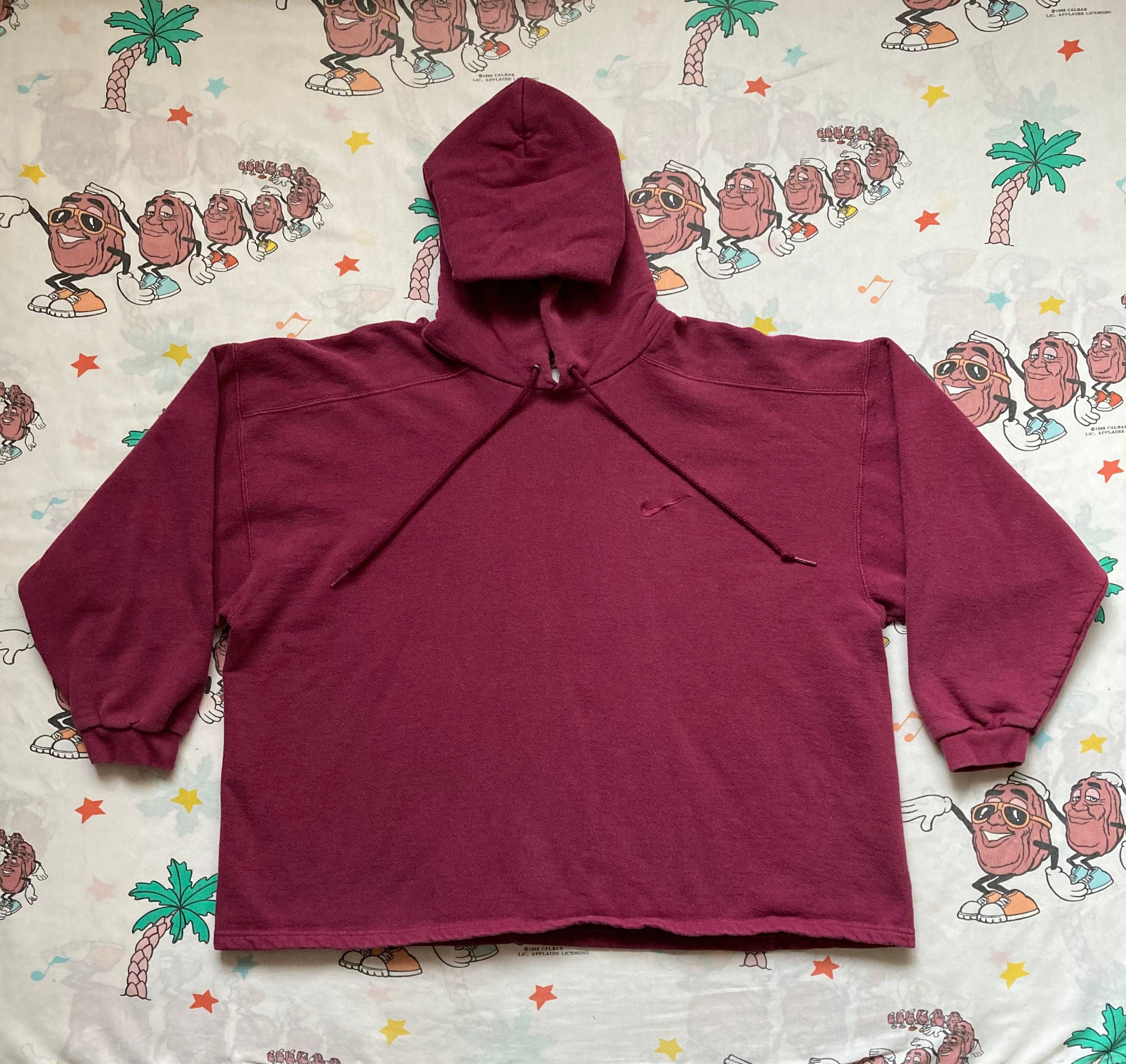 Vintage 90s Nike Swoosh Cropped Hooded Sweatshirt Size S M USA
