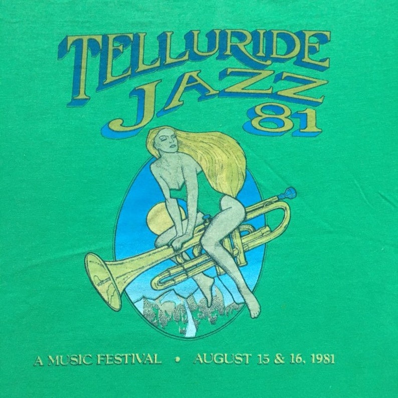 Vintage 80\u2019s Telluride Jazz \u201881 Music Festival T shirt size Small soft and thin Chopped