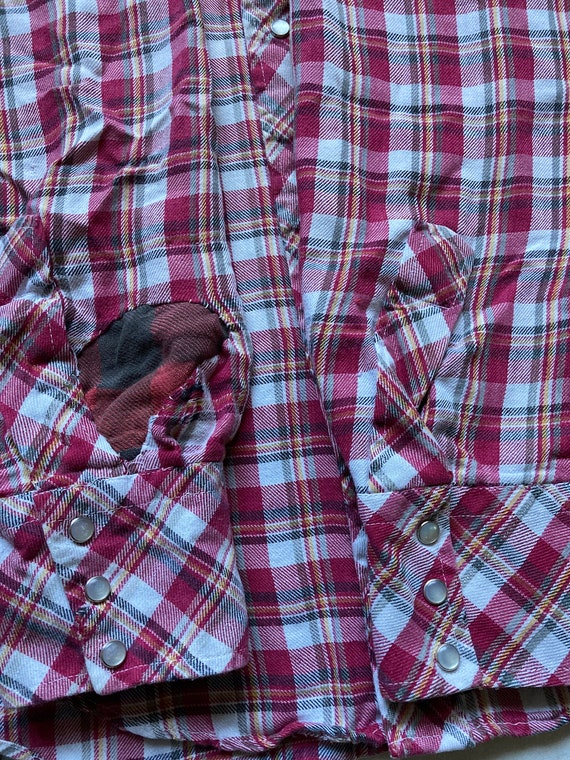 Vintage 50’s Plaid Flannel Western Shirt, size Me… - image 5