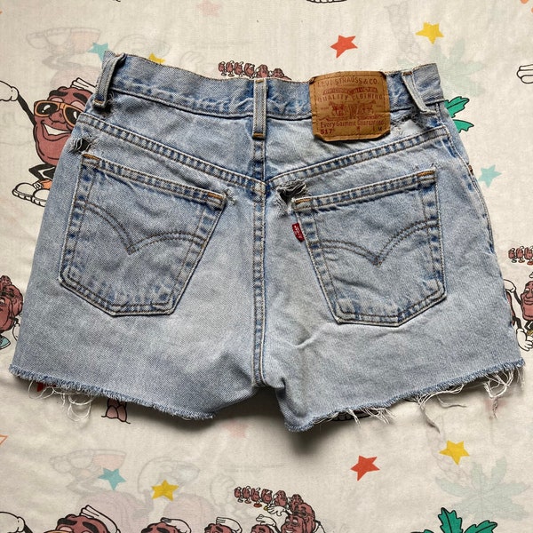 Vintage 90’s Levi’s 517 Light Wash Cut Off Shorts, 28” Waist Low Rise Booty Shorts