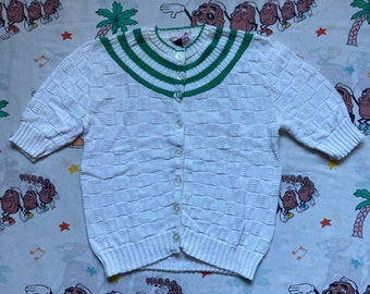 Vintage 50’s/60’s Taffy Nubs Featherknits Short Sleeve Cotton Sweater, size S/M