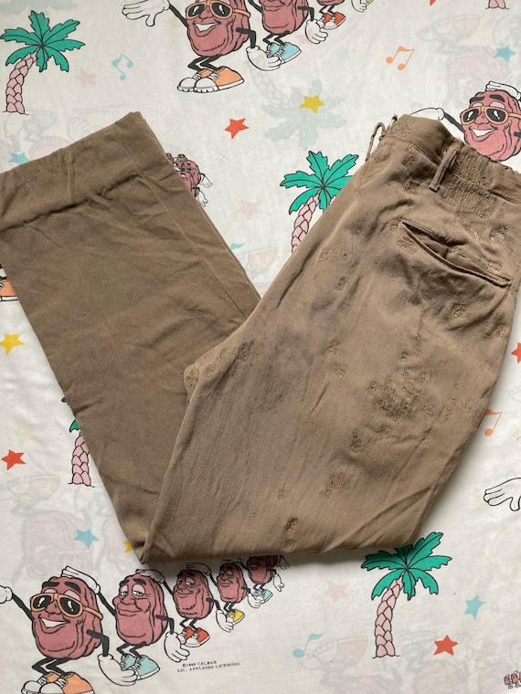 Vintage 40’s Wool Gabardine Cappuccino Trousers, 2