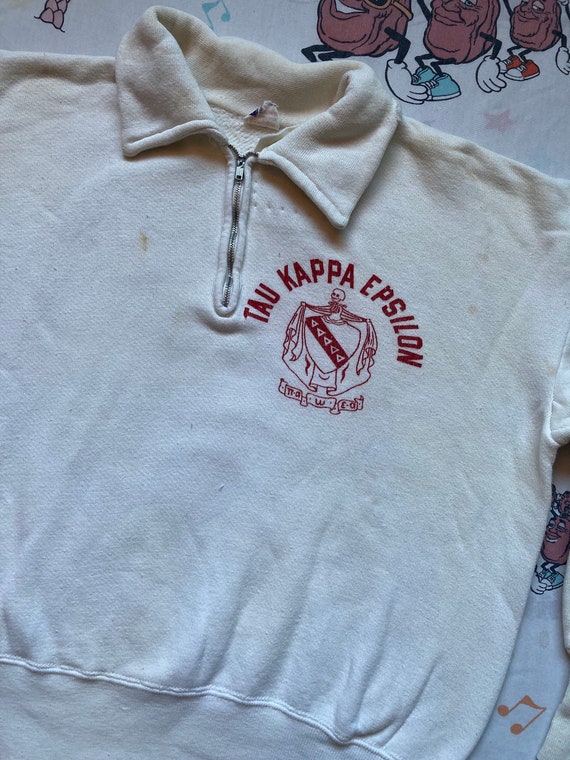 Vintage 50’s Champion Fraternity Quarter Zip Swea… - image 3