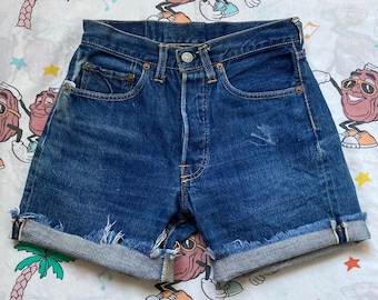 Vintage 60’s Levi’s A-Type Big E Cut Off Denim Shorts, 26” Waist Redlines