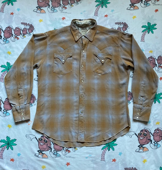 Vintage 40s H Bar C Rayon Shadow Plaid Western Shirt Size - Etsy