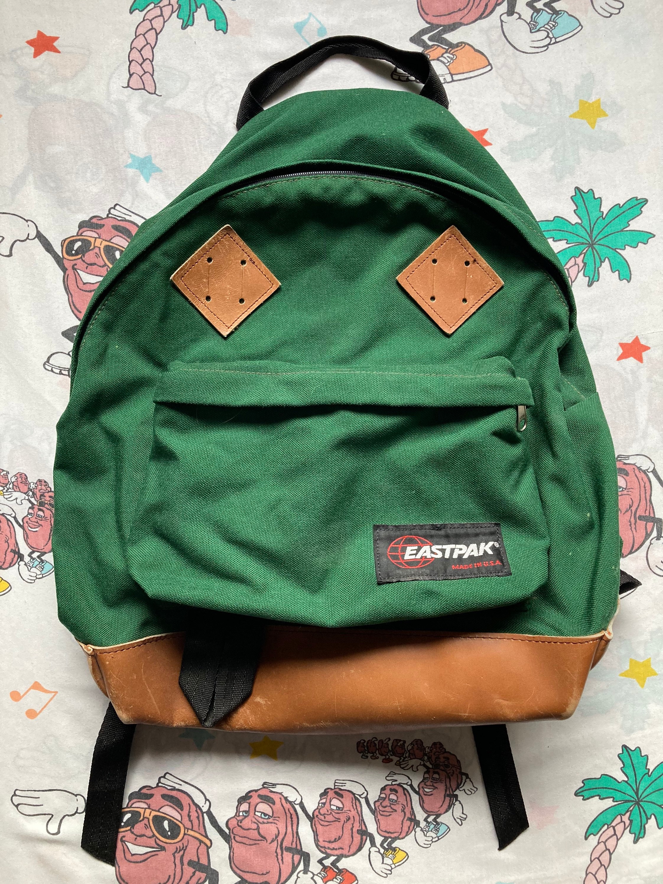 gemakkelijk chef Onderling verbinden Vintage 90s Eastpak Green Canvas Leather Bottom Backpack USA - Etsy India