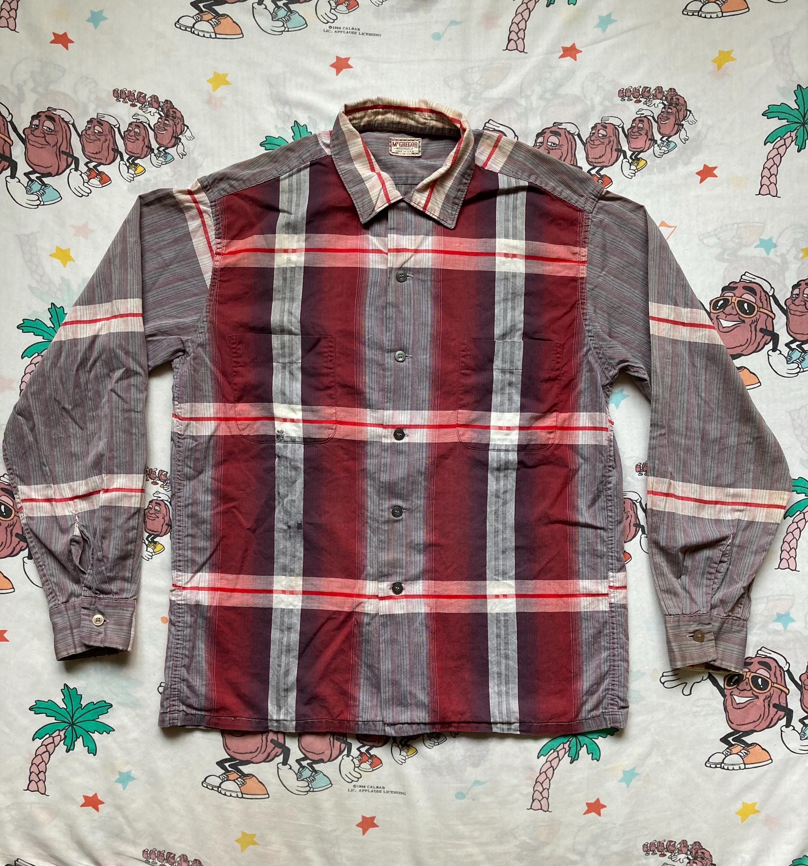 Vintage 50s Mcgregor Cotton Loop Collar Shirt, Size S/M Distressed 