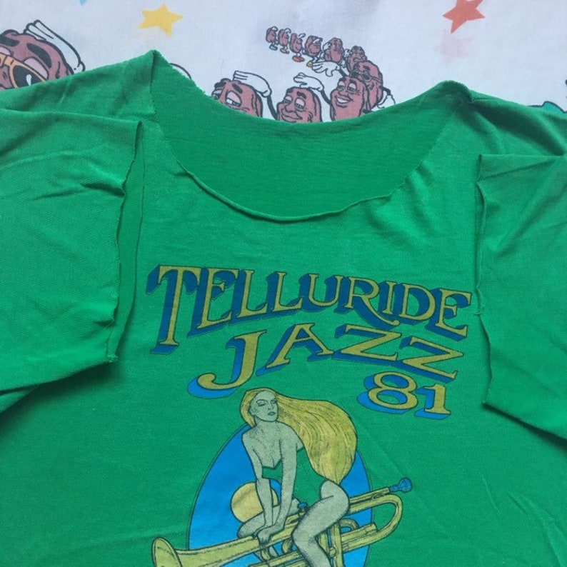 Vintage 80\u2019s Telluride Jazz \u201881 Music Festival T shirt size Small soft and thin Chopped