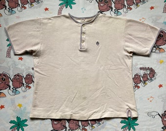 Vintage 40er Jahre JC Penny Cotton Henley T-Shirt, Größe Medium Cropped Dünnes Sweatshirt