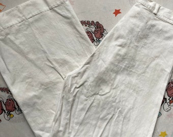 Vintage 40’s White Button Fly Sailor Trousers, 29x27 USN Wide Leg WW2 Stamp