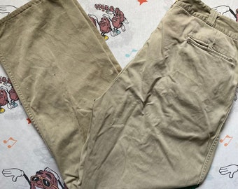 Vintage 40’s/50’s Penny’s Big Mac Army Cloth Khaki Trousers, 32x29 Sanforized Sail Cloth Chinos