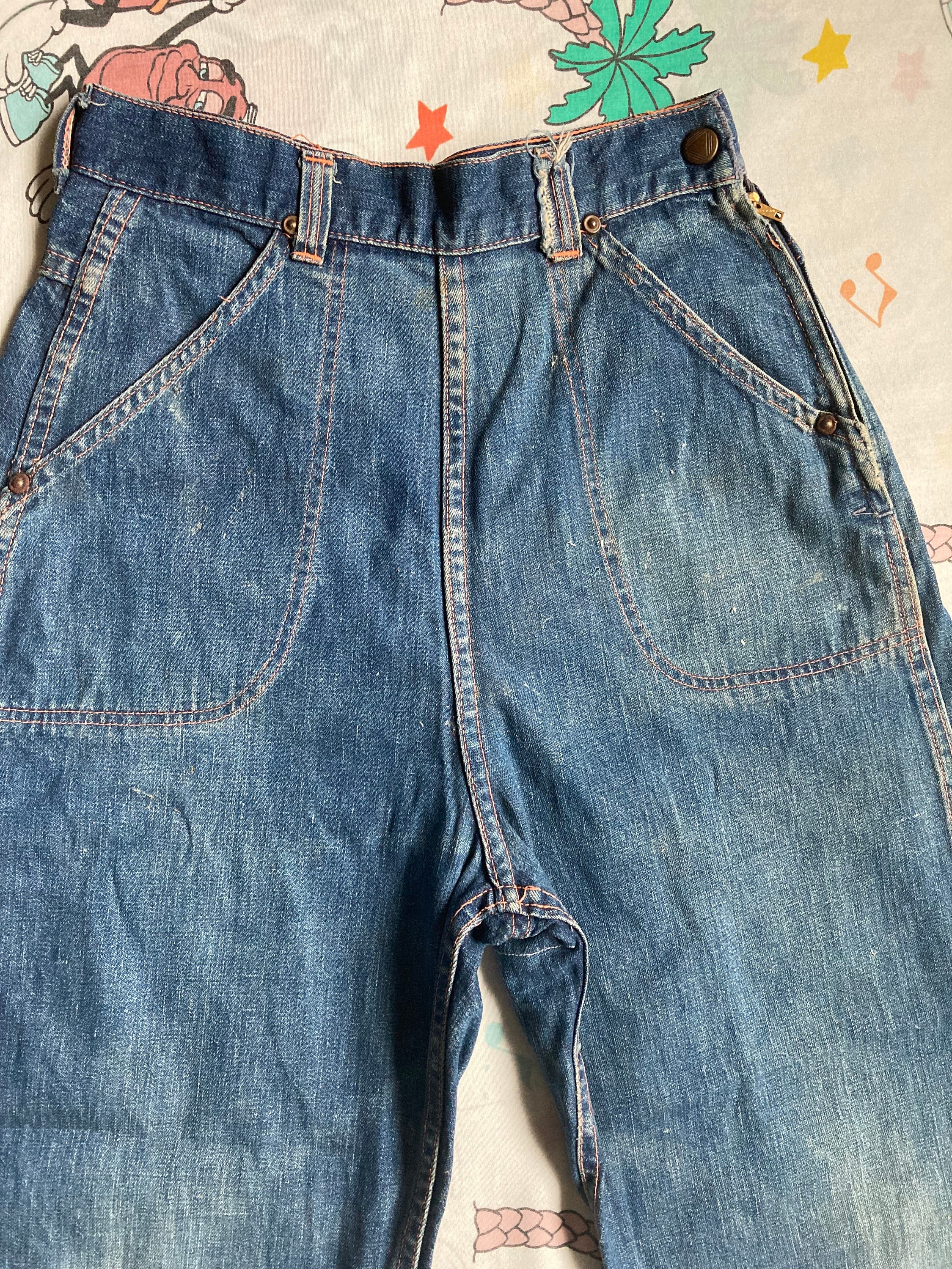 40s/50s Side Zip Jeans w/Talon Bell Zipper, Size XXS-Medium — May's Place:  Be Green. Buy Vintage.