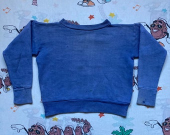 Vintage 50’s Faded Blue Kids Sweat, size Youth M/L or Ladies XXS