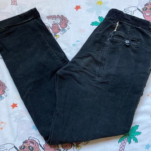 Vintage 50’s Unbranded Black Corduroy Trousers, 29x29 Gripper Zipper