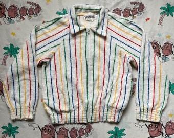 Vintage 70’s Tuftees Striped Ribbed Terry Cloth Jacket, size Medium