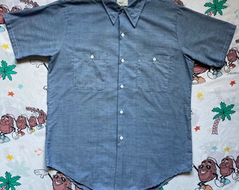 Vintage 70’s Big Mac Hand Painted Chambray Shirt, size Large JC Penny Selvedge