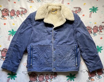 Vintage 60’s/70’s Weathercaster Sherpa Lined Denim Jacket, size Medium